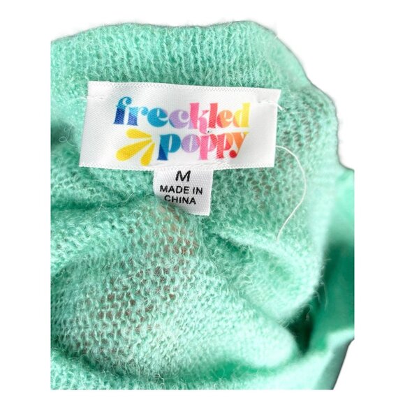 Wool Blend Dolman Sleeve Sweater Mint Green Teal Size M Freckled Poppy - Picture 6 of 7